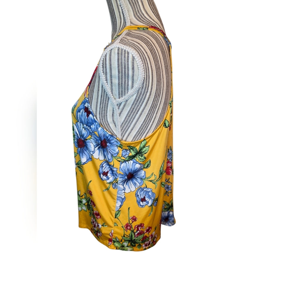 Modern Attraction Women's Floral Yellow Sleeveless Top Size L - Picture 3 of 6